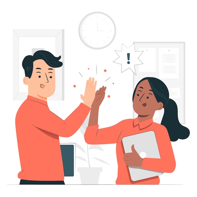 Vetor grátis ilustração do conceito high five de trabalho em equipe