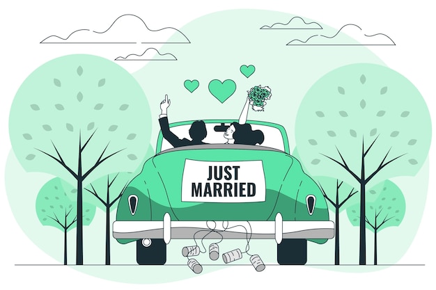 Vetor grátis ilustração do conceito just married