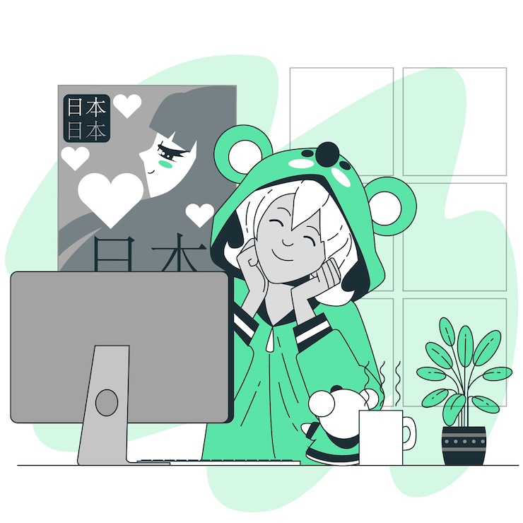 Vetor grátis ilustração do conceito otaku