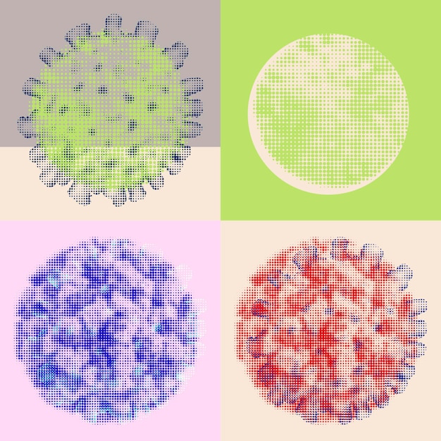 Ilustração do conjunto de coronavírus de meio-tom
