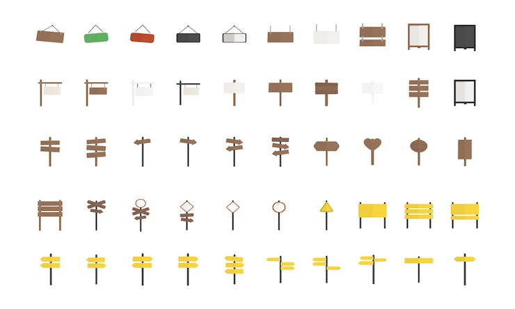 Vetor grátis ilustração do conjunto de vetores de sinal em branco