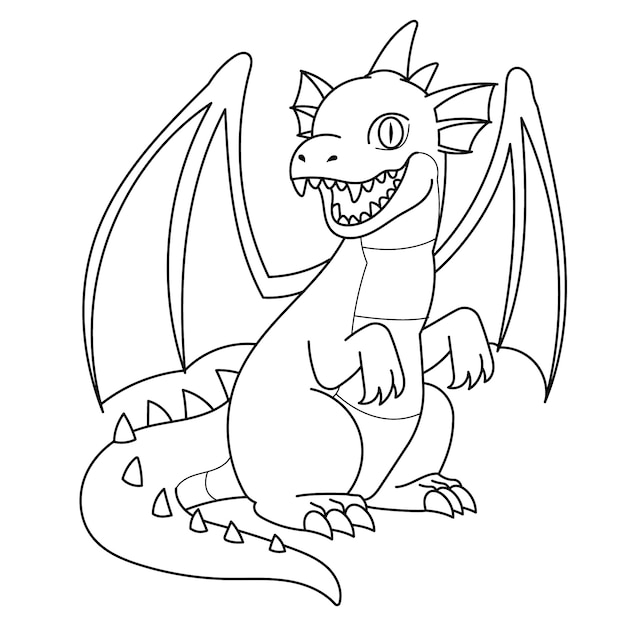 Ilustração do contorno do dragão desenhada à mão