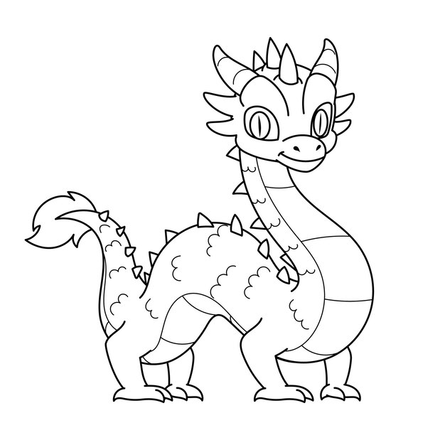Ilustração do contorno do dragão desenhada à mão