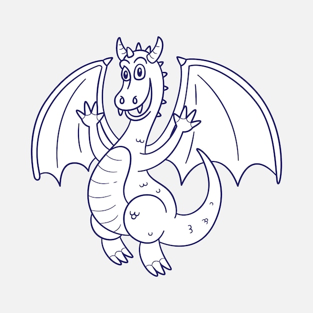 Ilustração do contorno do dragão desenhada à mão
