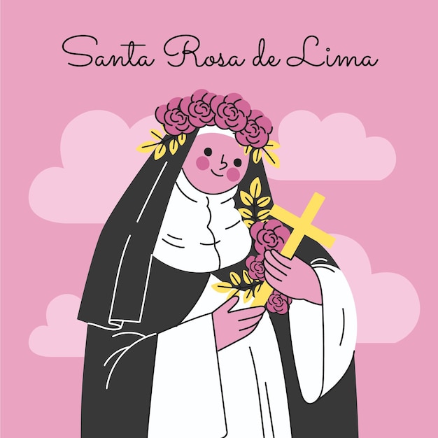 Vetor grátis ilustração do desenho animado santa rosa de lima