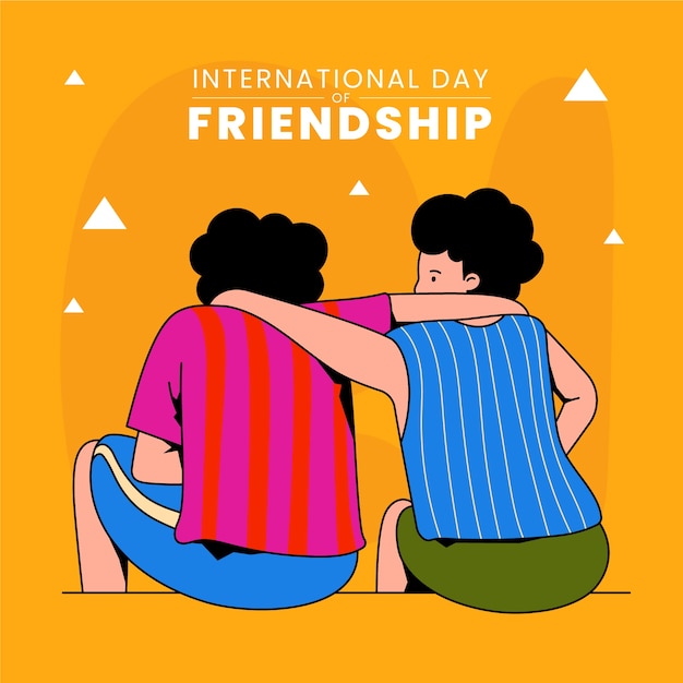 Ilustração do dia da amizade desenhada à mão com amigos abraçando