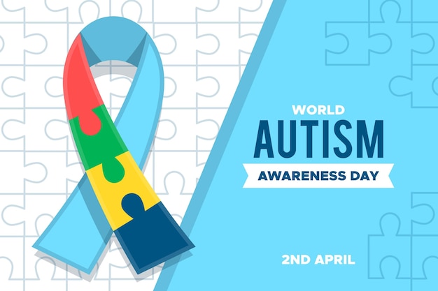 Vetor grátis ilustração do dia da conscientização do autismo no mundo plano com peças do quebra-cabeça