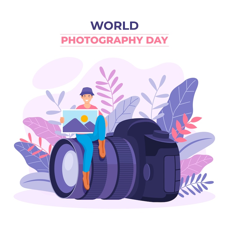 Vetor grátis ilustração do dia da fotografia do mundo plano