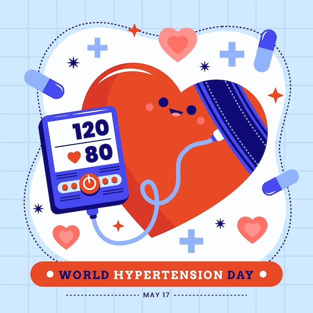 Vetor grátis ilustração do dia da hipertensão no mundo plano