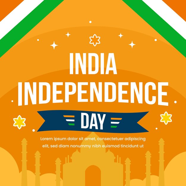 Ilustração do dia da independência da índia plana