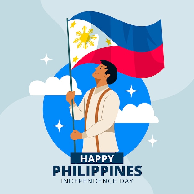 Ilustração do dia da independência das Filipinas plana