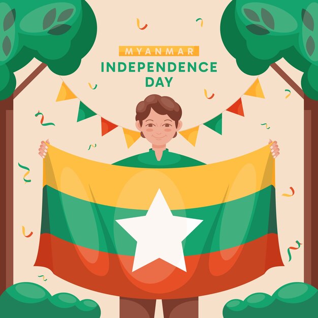 Vetor grátis ilustração do dia da independência de mianmar