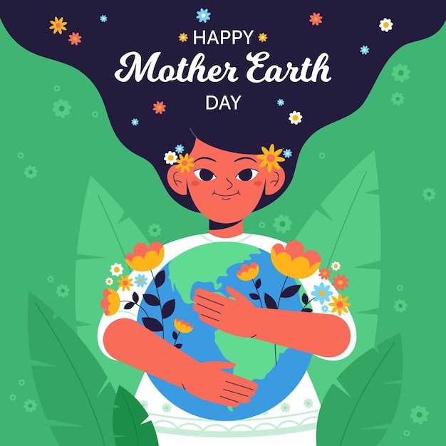 Ilustração do dia da mãe terra plana orgânica