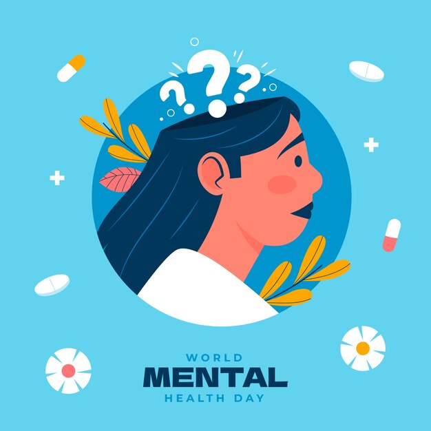 Ilustração do dia da saúde mental no mundo plano