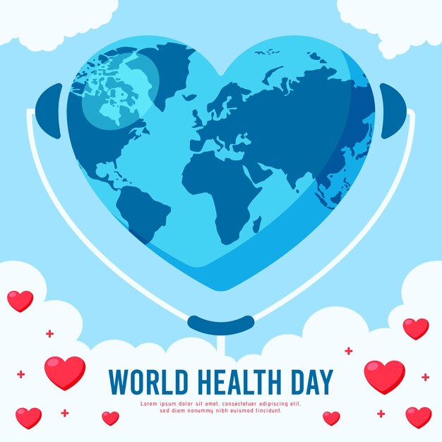 Ilustração do dia da saúde no mundo plano