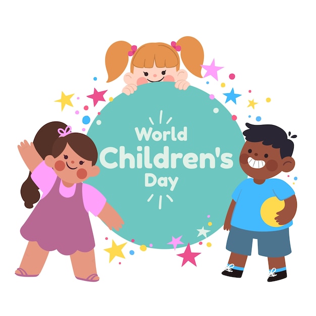 Ilustração do dia das crianças do mundo plano