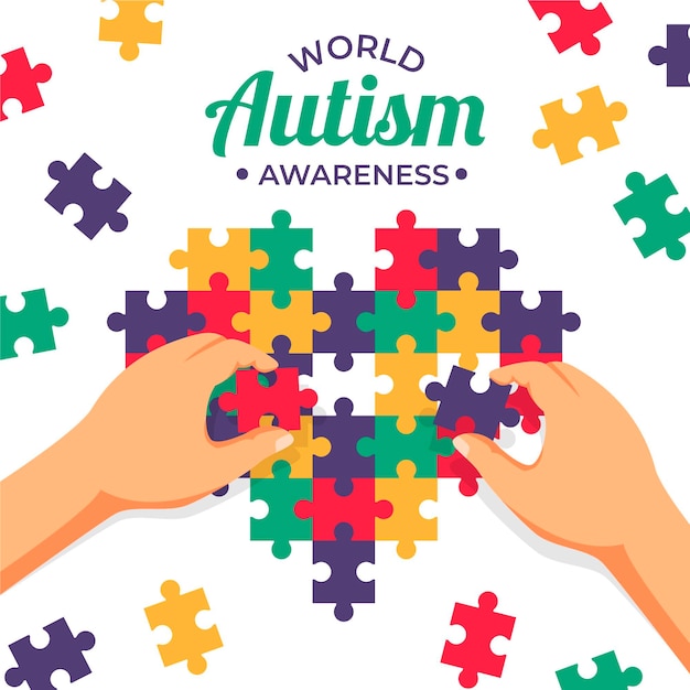Ilustração do dia de conscientização do autismo no mundo plano Vetor Premium