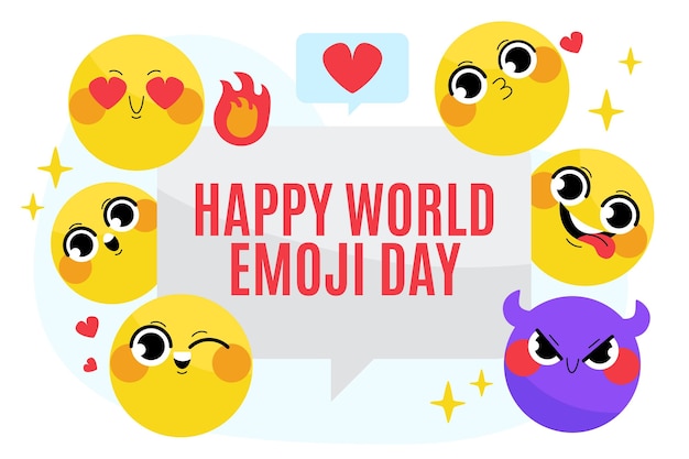 Ilustração do dia de emoji do mundo plano