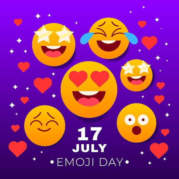 Vetor grátis ilustração do dia de emoji do mundo plano