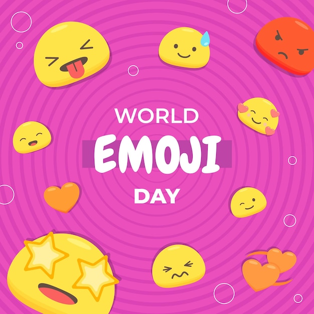 Vetor grátis ilustração do dia de emoji do mundo plano