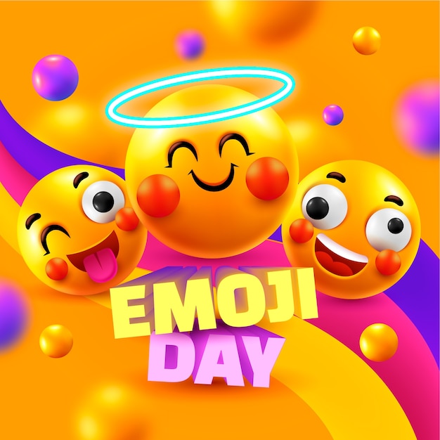 Vetor grátis ilustração do dia de emoji do mundo realista