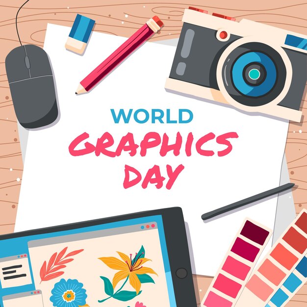 Ilustração do dia de gráficos do mundo desenhado à mão
