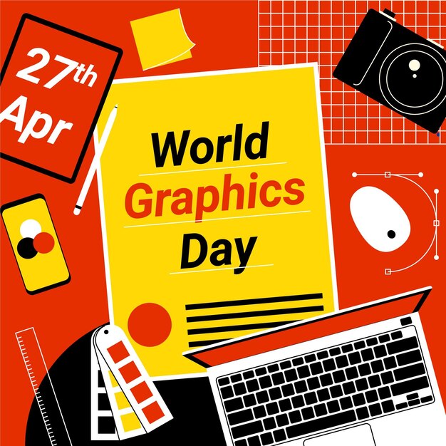 Ilustração do dia de gráficos do mundo desenhado à mão