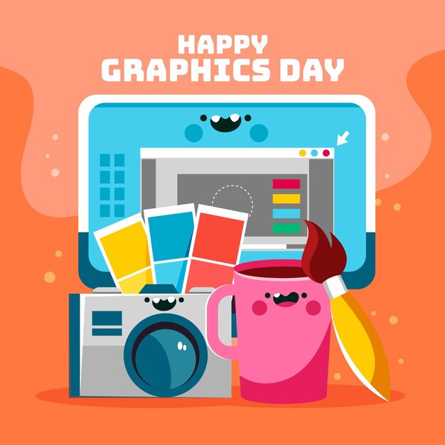 Ilustração do dia de gráficos do mundo desenhado à mão