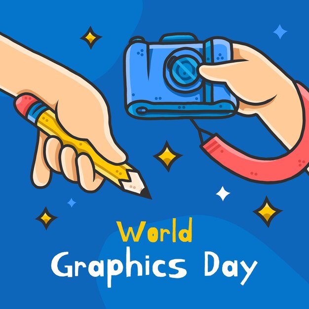 Ilustração do dia de gráficos do mundo desenhado à mão