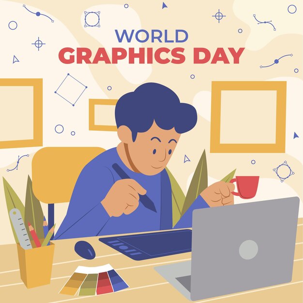 Ilustração do dia de gráficos do mundo desenhado à mão