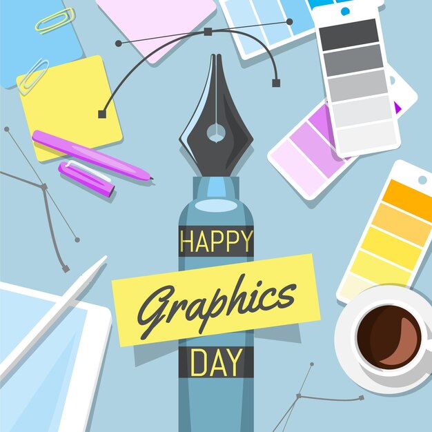 Ilustração do dia de gráficos do mundo desenhado à mão