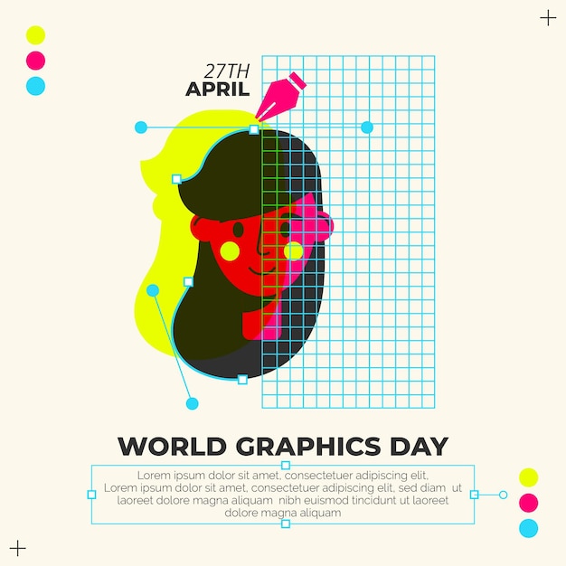 Vetor grátis ilustração do dia de gráficos do mundo plano