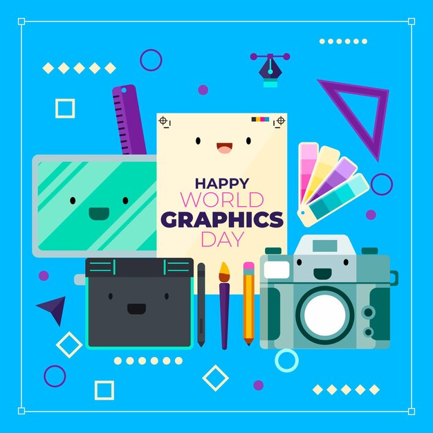 Ilustração do dia de gráficos do mundo plano