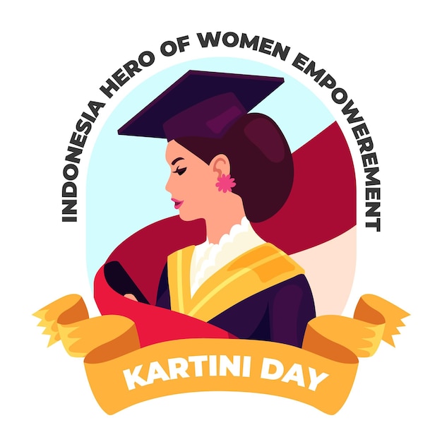 Ilustração do dia de kartini plano