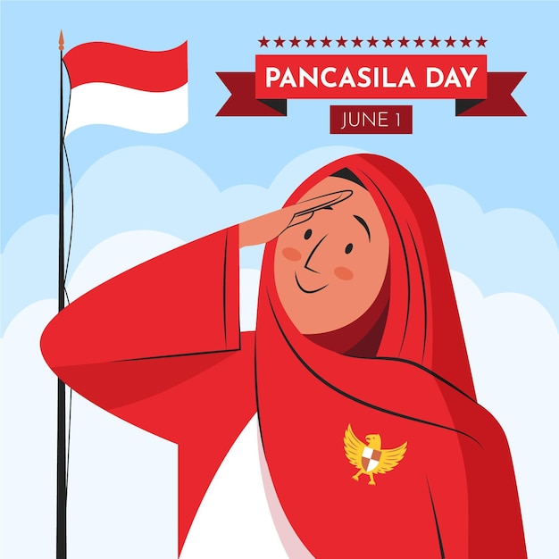 Ilustração do dia de pancasila plana orgânica