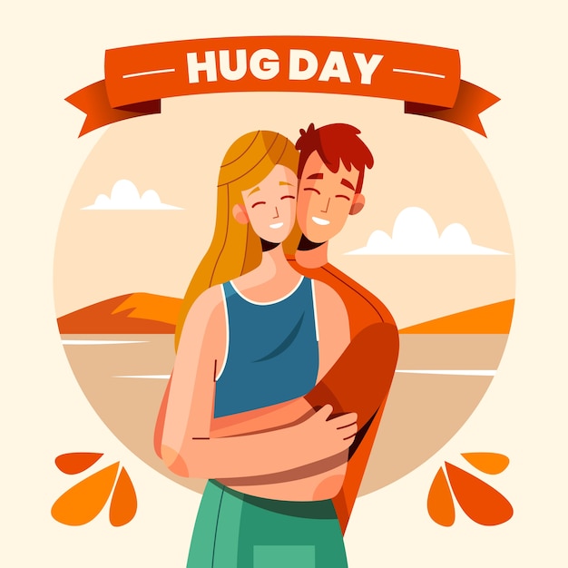 Ilustração do dia do abraço plano