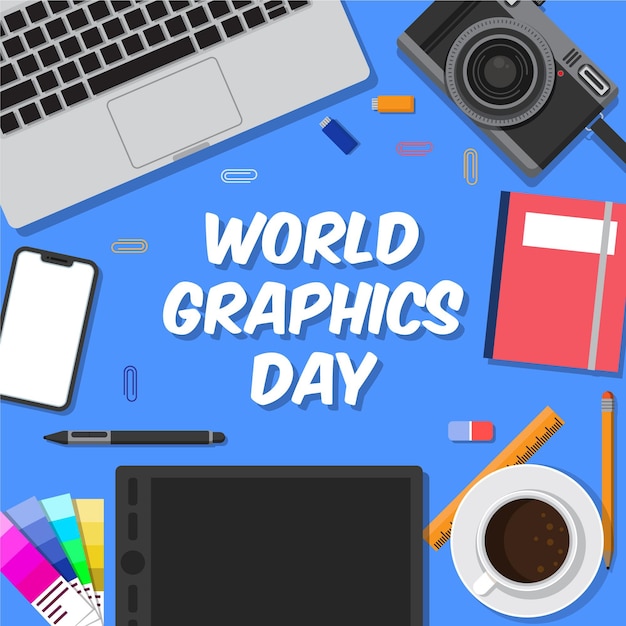 Ilustração do Dia do Gráfico do Mundo Plano