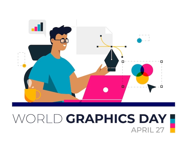 Ilustração do Dia do Gráfico do Mundo Plano