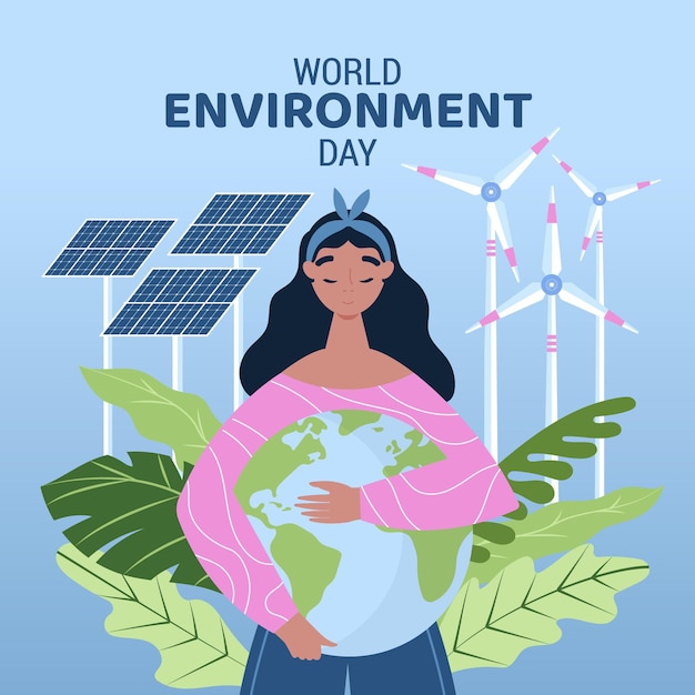 Vetor grátis ilustração do dia do meio ambiente no mundo plano