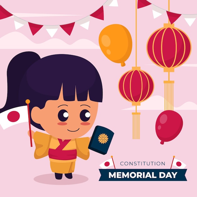 Ilustração do dia do memorial da constituição japonesa plana