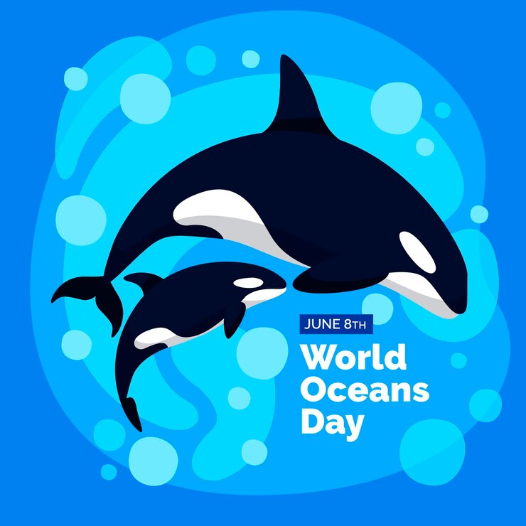 Vetor grátis ilustração do dia dos oceanos do mundo plano orgânico