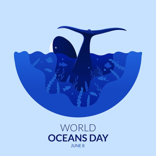 Vetor grátis ilustração do dia dos oceanos do mundo plano