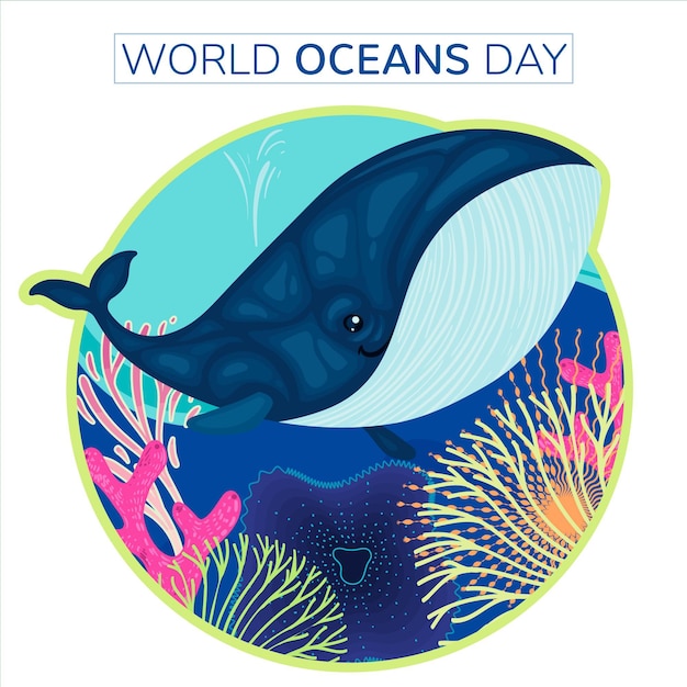 Ilustração do dia dos oceanos do mundo plano