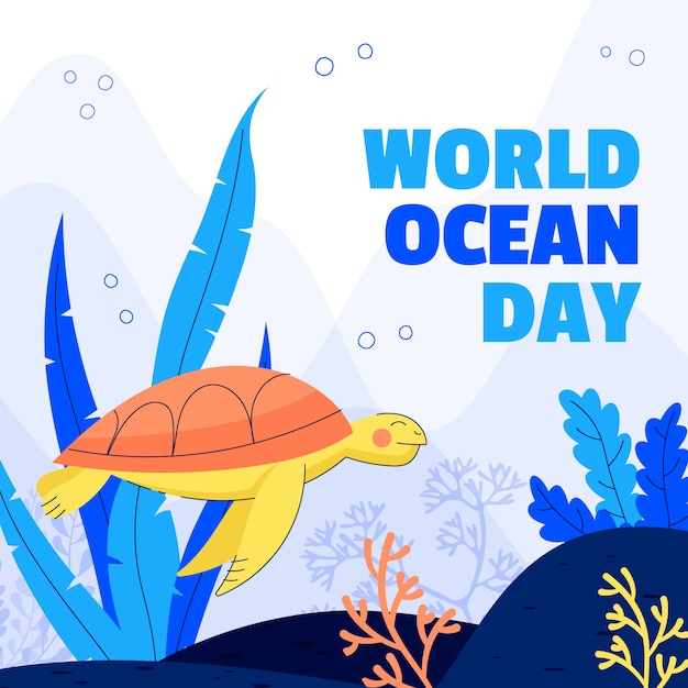 Vetor grátis ilustração do dia dos oceanos do mundo plano