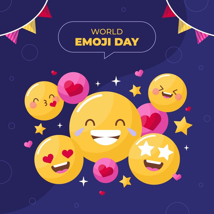 Vetor grátis ilustração do dia emoji do mundo plano com emoticons