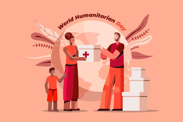 Ilustração do dia humanitário do mundo plano