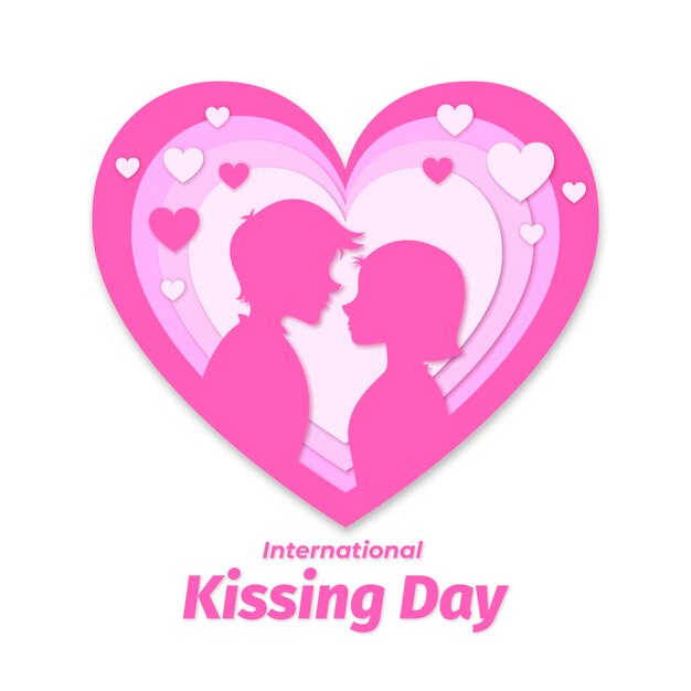 Ilustração do dia internacional do beijo em estilo jornal