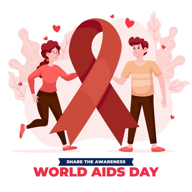 Vetor grátis ilustração do dia mundial da aids