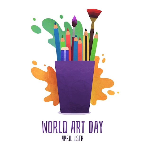 Ilustração do dia mundial da arte em aquarela