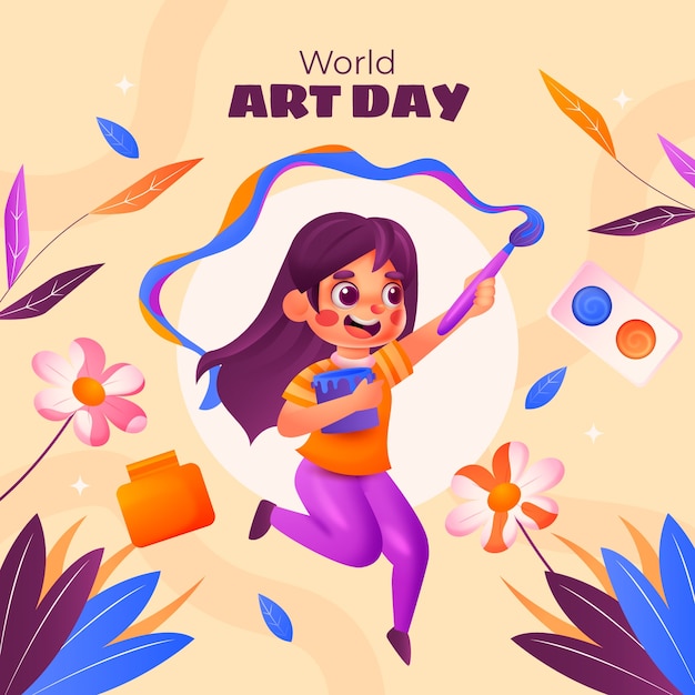 Vetor grátis ilustração do dia mundial da arte em gradiente